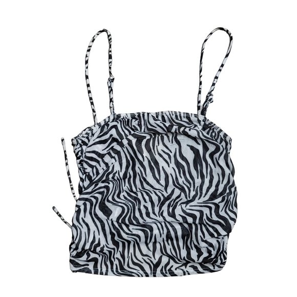 Princess Polly Killarney zebra top crop, cinched spaghetti strap size 4 - Picture 5 of 7